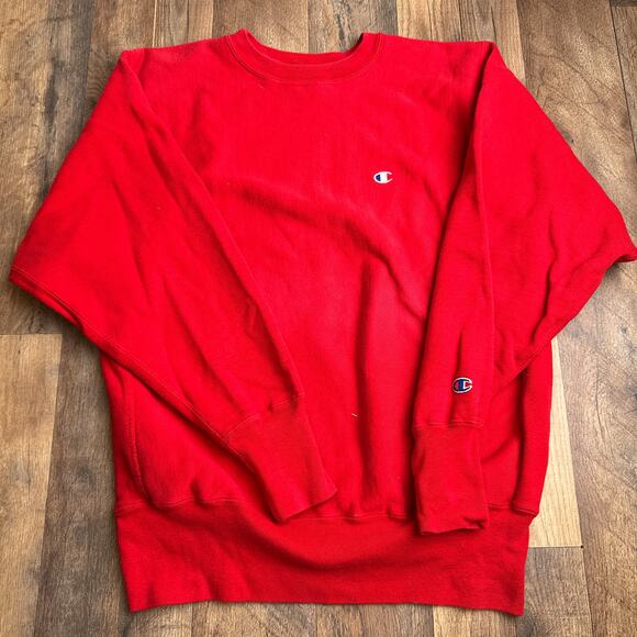 Vintage 90s Champion Reverse Weave Blank Sweatshirt Mens Large Red Athletic 6634 - Picture 1 of 11